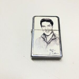 Elvis Presley 2 1/4" High 1 1/2" Victor Chrome Lighter Adkins vintage
